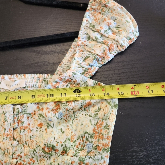 Promesa Meadow Bright Ruffle Floral Crop Top New NWT Yellow Floral Fairycore - Picture 8 of 14